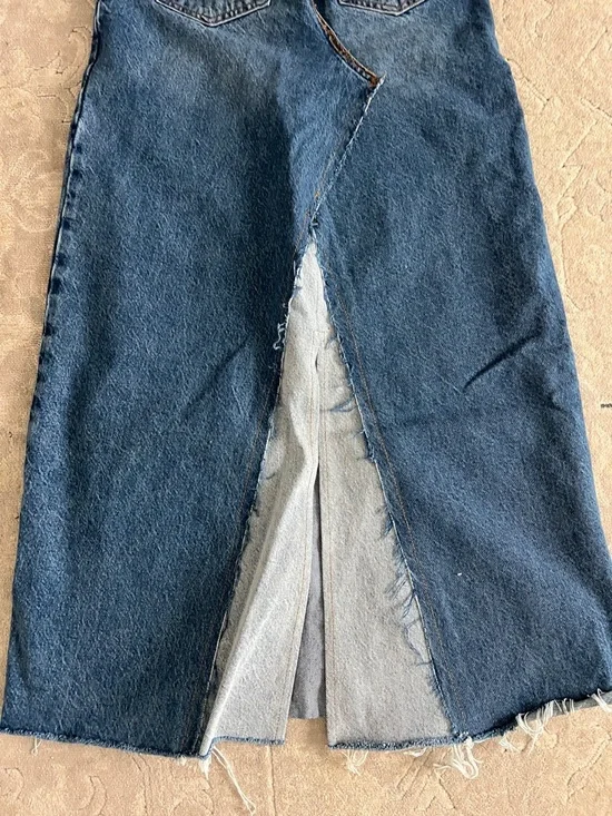 Topshop Dark Blue Denim Maxi Skirt - Picture 8 of 8